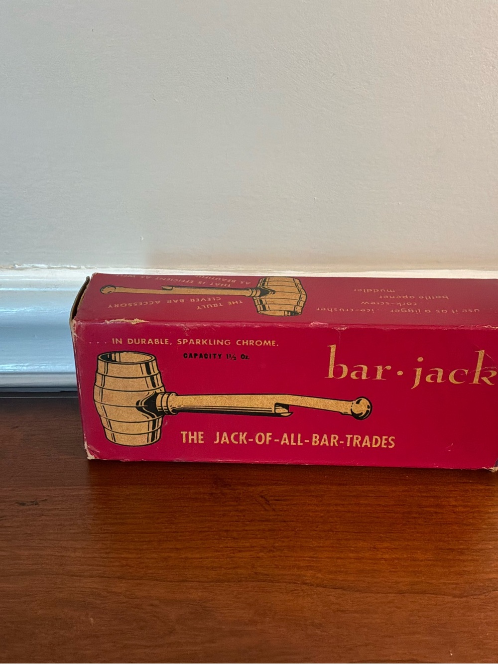 Anchor Hocking Red and Gold Bar Jack